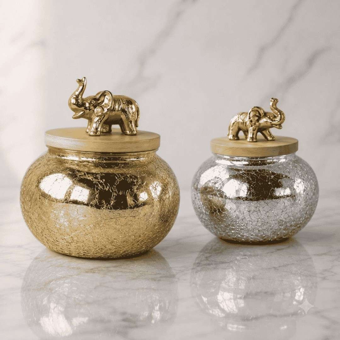 Crackle Glass Matki Jar